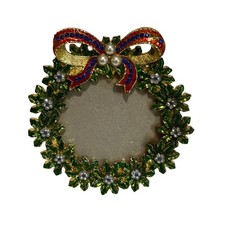 Christmas Wreath Picture Frame Enameled Rhine...