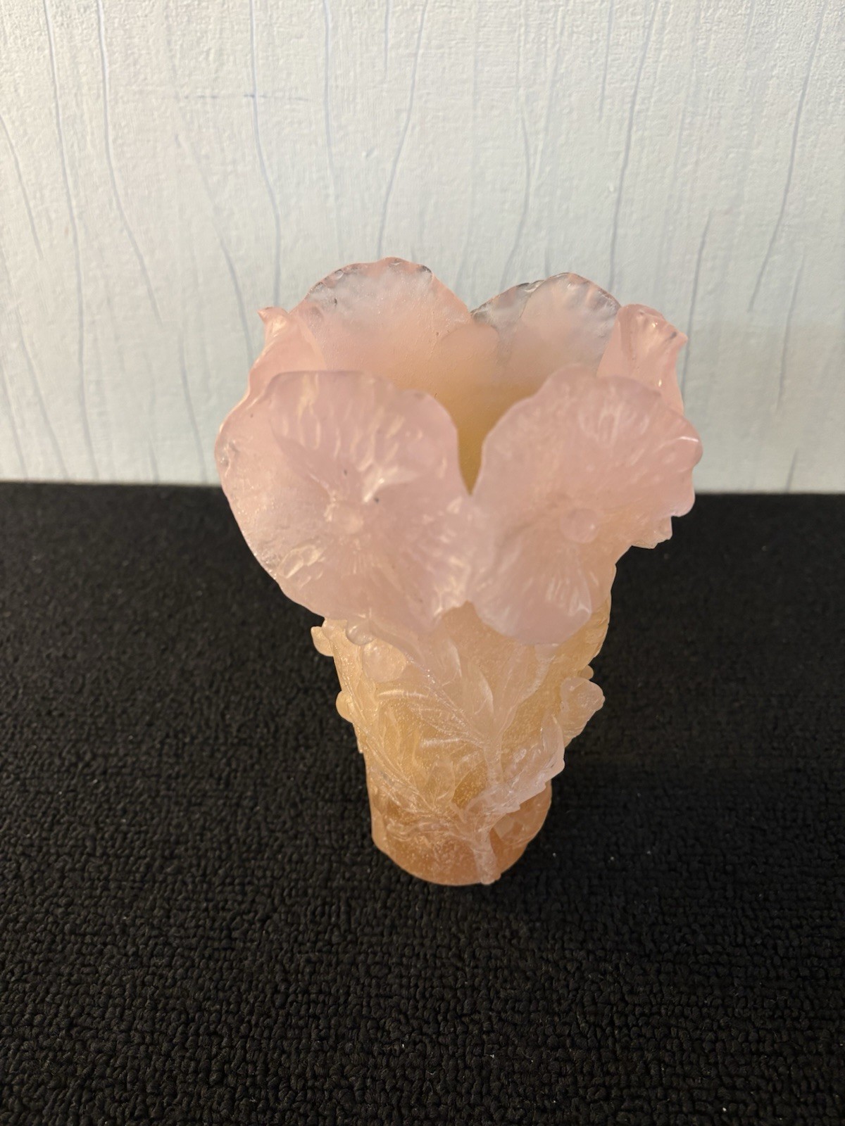 Amber Rose Bindweed Crystal Vase Daum