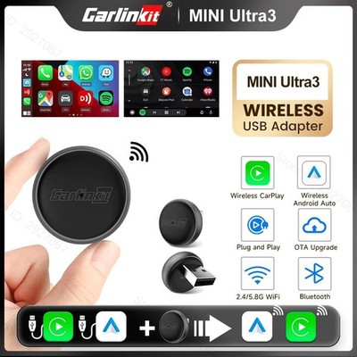Carlinkit-Mini Ultra 3 Wired to Wireless Carplay Adapter Android Auto Box OTA Up