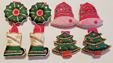 Vintage Holiday Napkin Ring Holders Fabric Sequin Embellished Set of 8 MCM