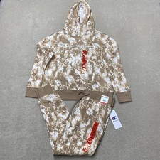 Champion Tracksuit Womens Medium Brown Tie Dye Hooded Fleece Joggers 2 Piece
