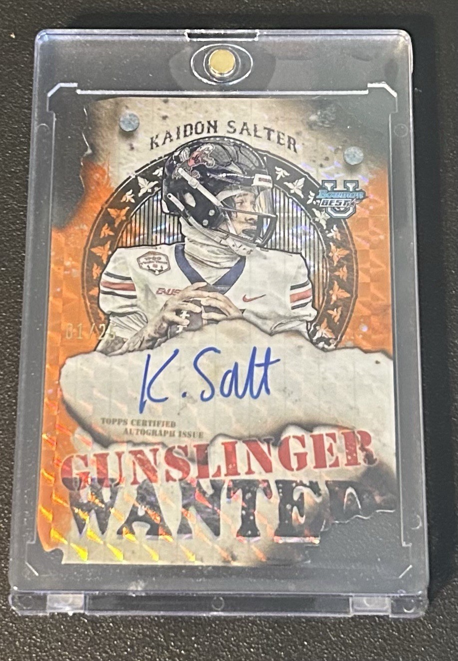 Kaidon Salter 2024 Bowman U Chrome Gunslinger Orange Geometric Auto SP #01/25