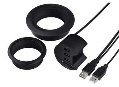 Hama USB-Hub + Karten-Leser Tisch-Einbau 3x USB-Port Card-Reader SD SDXC microSD
