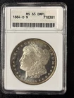 1884 o Morgan Silver Dollar ANACS MS-65 dmpl
