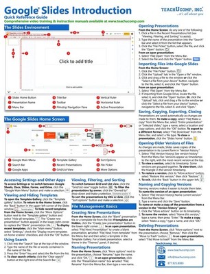 Google Slides Quick Reference Training Card - Laminated Tutorial Guide Cheat She