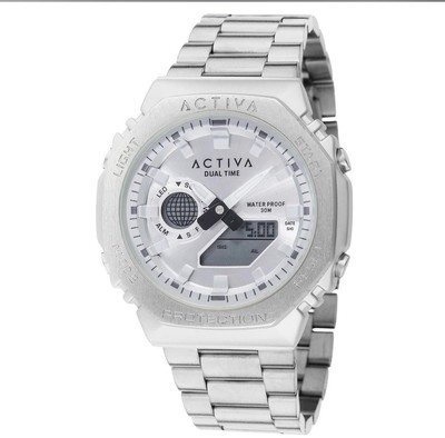 Activa Stainless Steel Wristwatch Quartz Analog & Digital Silver Dial w/ Box Activa X Invicta, Analog/Digi, New/Box/3yr Wnty, 44.8mm, 8  main image 2