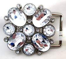 Rhinestone Belt Buckle Large Statement Clear Beads Boho Hippy Cowgirl Womens