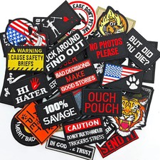12 Pieces Random Funny Tactical Morale Patch Full Embroidery Military Loop and H