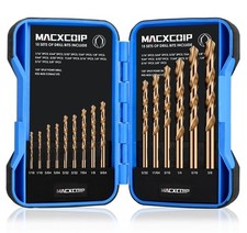 COMOWARE 15Pcs Drill Bit Set 1/16"-3/8" , M35 HSS Twist Drill Bits, Jobber Leng