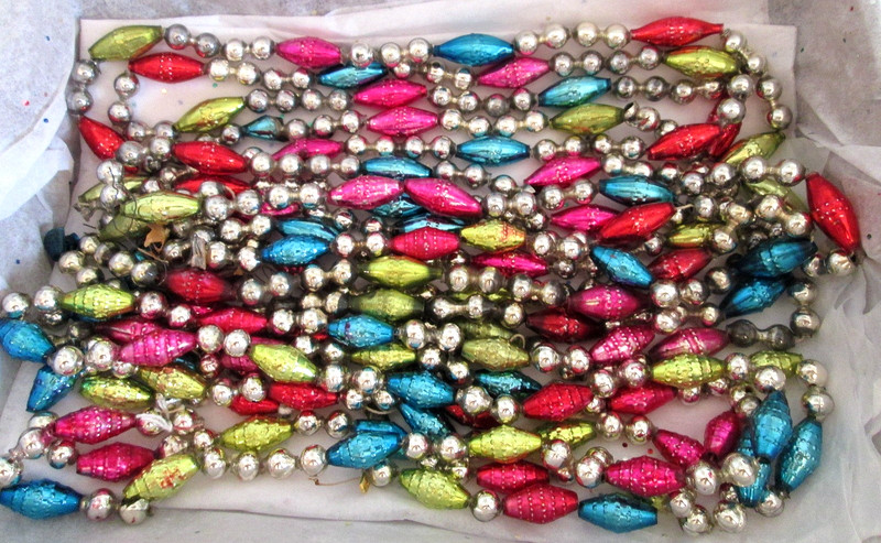 Stunning Vintage Glass Pink Lime Blue Bumpy Bead Christmas Tree Garland 19 ft