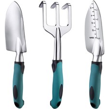 Garden Tools Set, 3 Piece Heavy Duty Gardening Tools Cast Aluminum with Soft ...