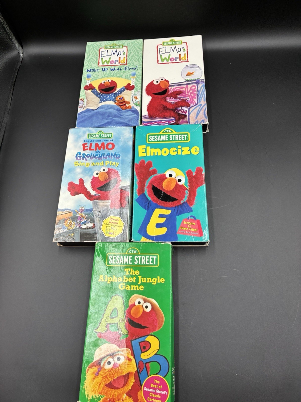 Sesame Street Elmo World Vtg Lot Of 5 VHS Tapes Sing & Play Elmocize ...