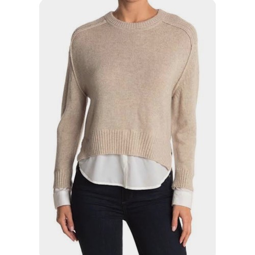 Eton, Brochu Walker Eton Wool Cashmere Layered Look Sweater Womens Small Beige Knit