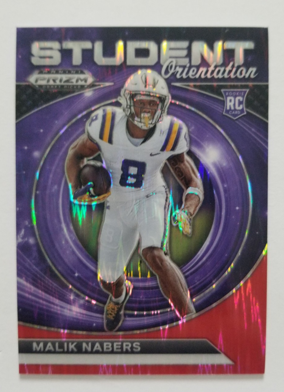 Malik Nabers 2024 Panini Prizm Draft Picks Student Orientation Red Flash /49