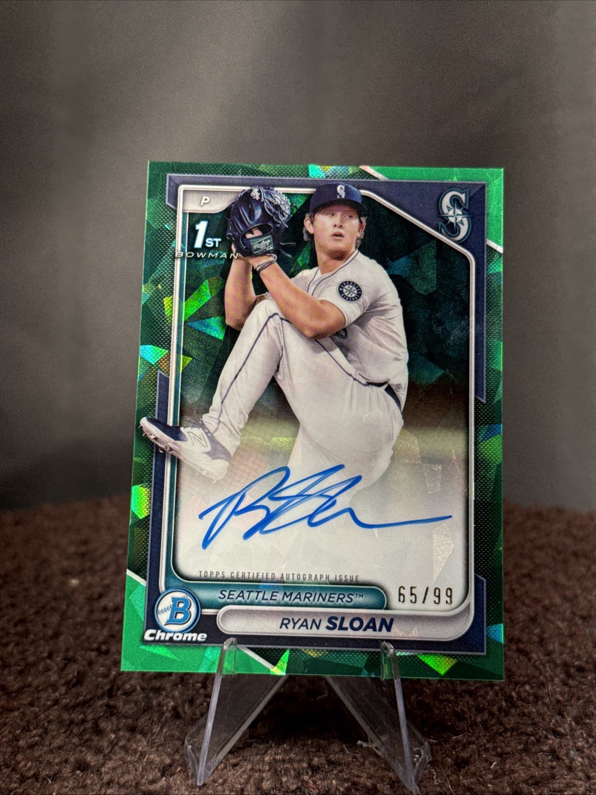 2024 Bowman Chrome Draft Ryan Sloan Green Sapphire Refractor Auto /99 1st Bowman