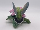 VNTG LENOX FINE PORCELAIN BIRD SCULPTURE HUMMINGIRD W/ PINK FLOWERS HANDCRAFTED — photo 4