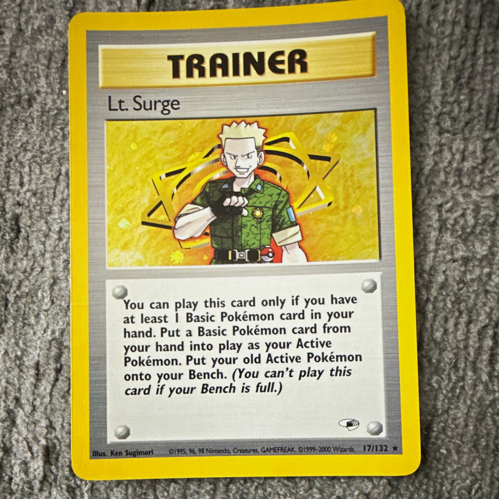 Pokemon TCG Lt. Surge 17/132 Gym Heroes Trainer Rare Holo