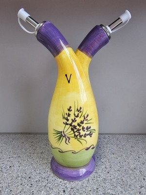 Vintage Terres et Couleurs Hand-Painted Double Neck Oil & Vinegar Dispenser