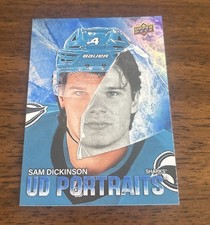 SAM DICKINSON RC 2025-26 UD BLUE PORTRAITS CARD SAN JOSE SHARKS 
