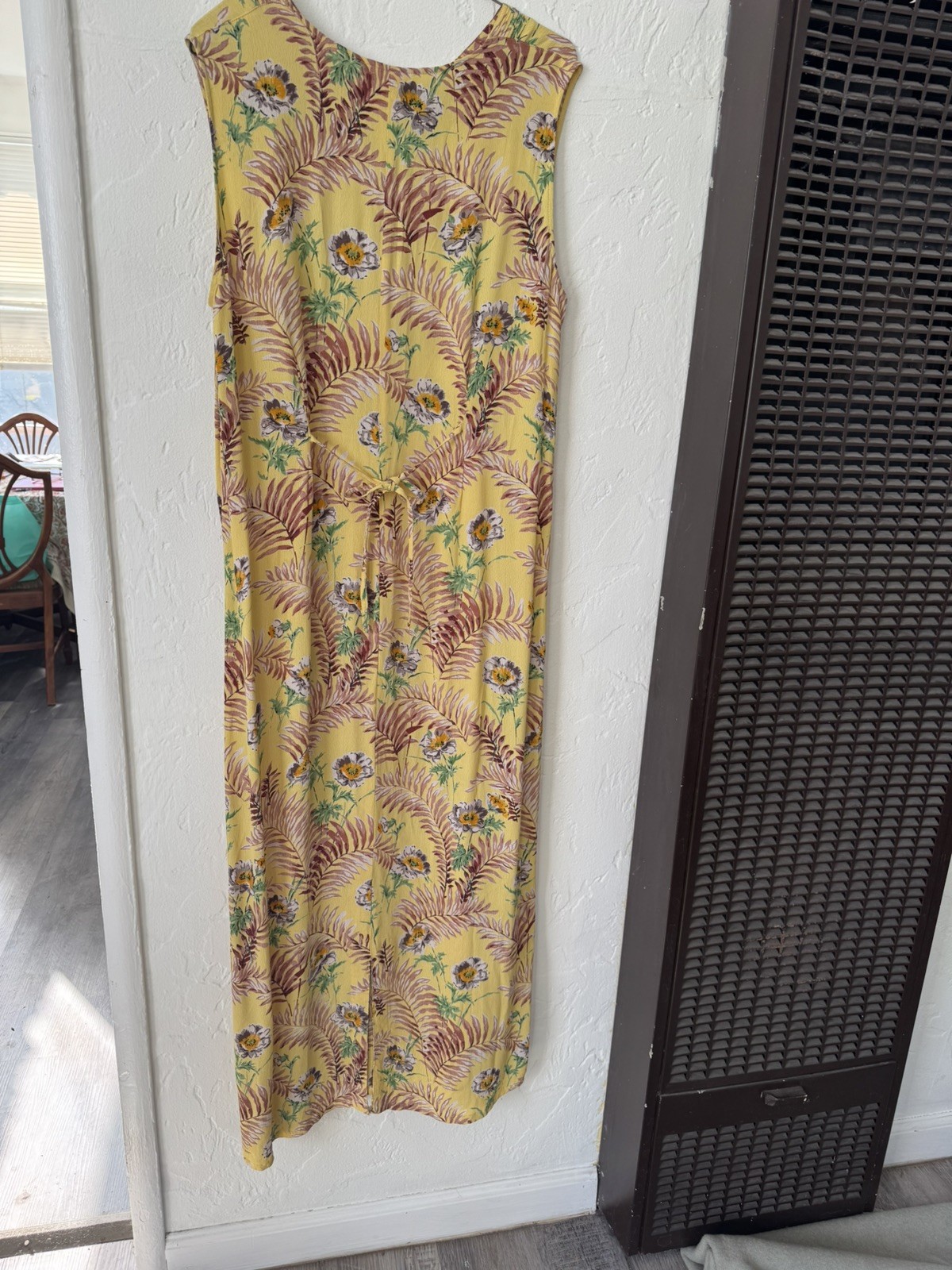 April Cornell Trading Sleeveless Rayon Long Maxi Dress M Medium Yellow Floral
