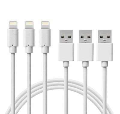 Six Foot (2M) 8 Pin Charging Cable 4 Apple iPhone, iPad, & iPod Models - 3 Pack