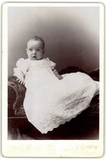 Antique Cabinet Card Circa 1890s McElliott Cute Baby In Dress Chicago IL