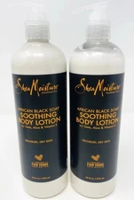 2 Pack Shea Moisture African Black Soap Soothing Body Lotion 16oz Sheamoisture