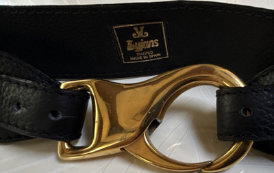 LYONS Damen Gürtel S schwarz Leder vergoldete Schnalle ohne Muster