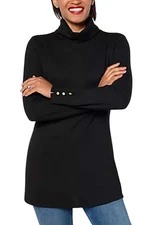 Denim & Co. Essentials Women's Heavenly Jersey Tunic Black