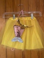 GIRLS TUTU SZ 2 To 5 SET Yellow WITH MERMAID PURSE AND MERMAID HEADBAND