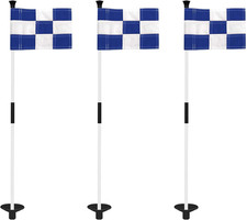 3-Pack Golf Flagstick Set - 3ft Mini Putting Green Flags with 2-Section Poles