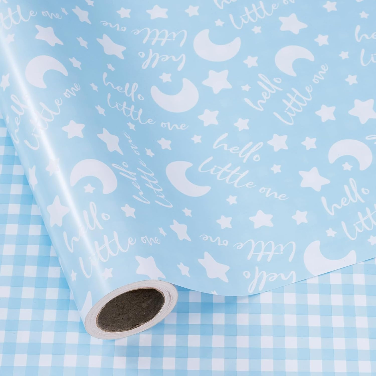 Roll, Jumbo Roll, Baby Boy Blue And Plaid Pattern For