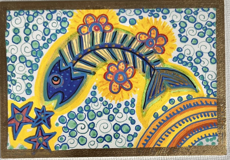 ACEO Original Acrylic Painting Mermaid Sea Fish by BrydenArt