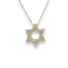 14K Yellow Gold 0.28ctw H/SI1 Star Of David Diamond Pendant
