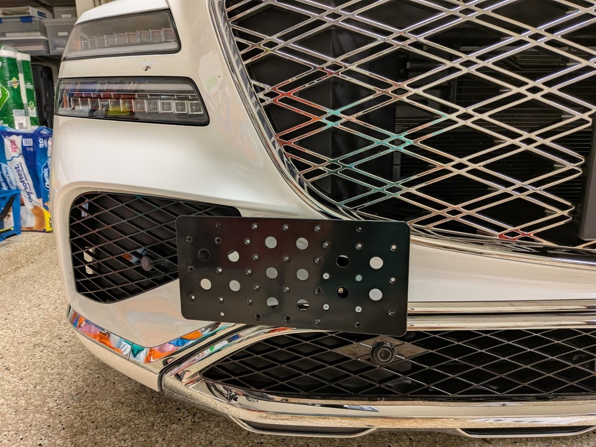 Front Bumper Tow Hook License Plate Mount Bracket For Genesis GV80