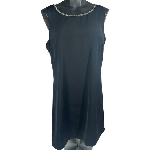 Skies are Blue Black Cocktail Dress Medium Embellished Neck Sleeveless A-Line