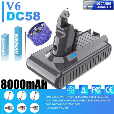 9000mAH Für Dyson V6 Akku DC58 SV03 SV06 Absolute Animal Fluffy Trigger Batterie