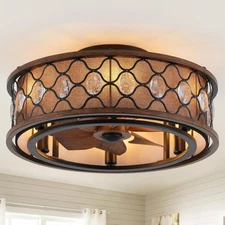 Flush Mount Ceiling Fans with Lights, 20 Inch Farmhouse Ceiling Fan, Quiet 6-Spe