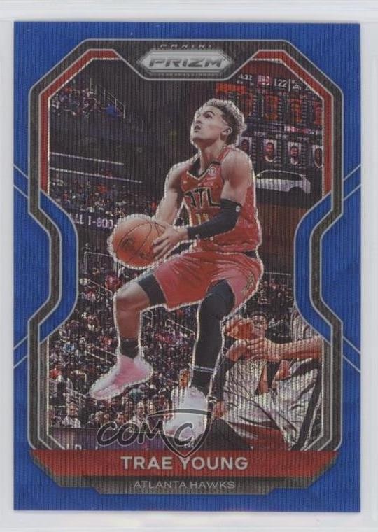 2020-21 Panini Prizm Blue Wave Prizm Trae Young #64 0t30