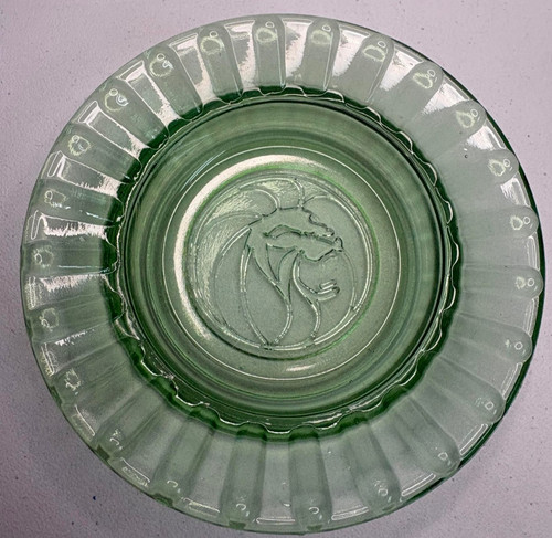 MGM Grand Casino Las Vegas Green Glass Ashtray Lion Logo 4”