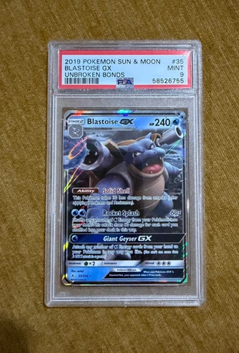 Blastoise GX 35/214 Sm-Unbroken Bonds Holo PSA 9