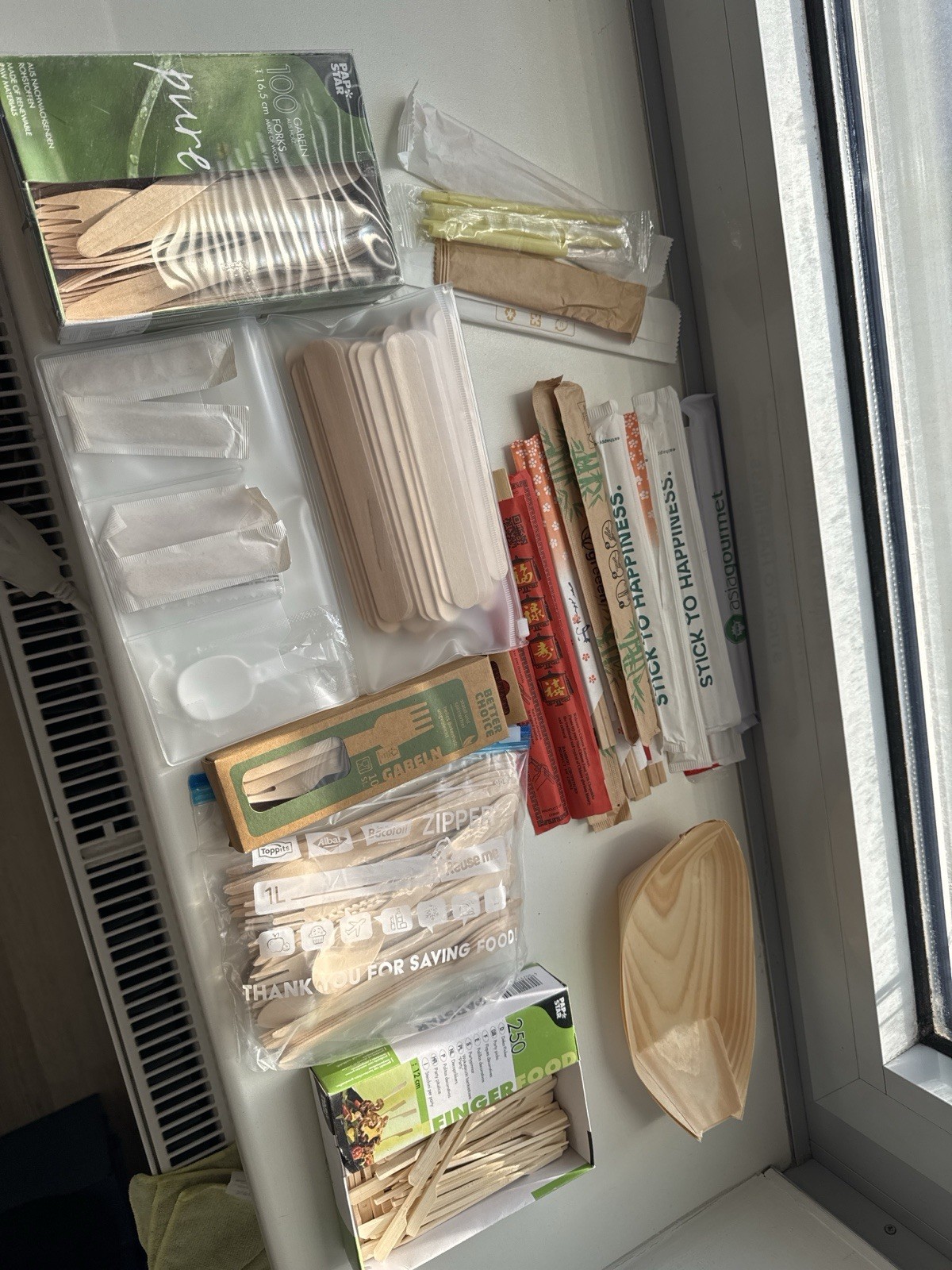 Einweg-Holzgeschirr Bambus-Besteck Rührstäbchen,Löffel,Gabeln,Schalen, Stäbchen