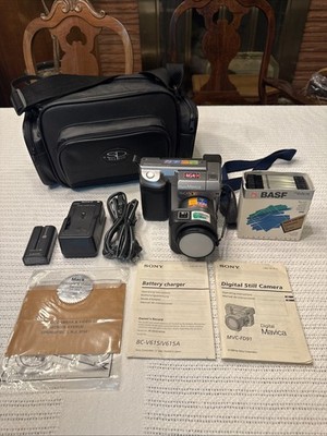 Sony Mavica MVC FD91 Digital Camera Bundle Battery Charger Disks Bag Tested
