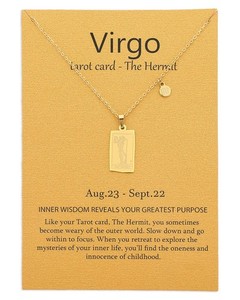 Authentic 14k Gold Plated Virgo Necklace Hermit Tarot Card Constellation Jewelry Birthday