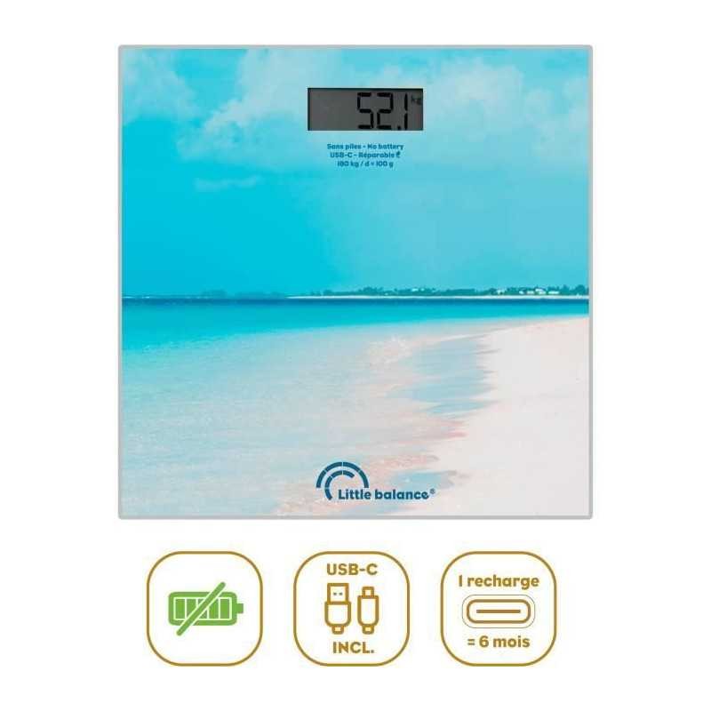 Pèse-personne Little Balance USB-C Caraïbes pour une salle de bain moderne et écoresponsable