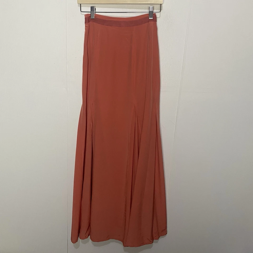 Maxi falda para mujer Tory Burch coral naranja cremallera lateral talla 2. Foto 4 de 4