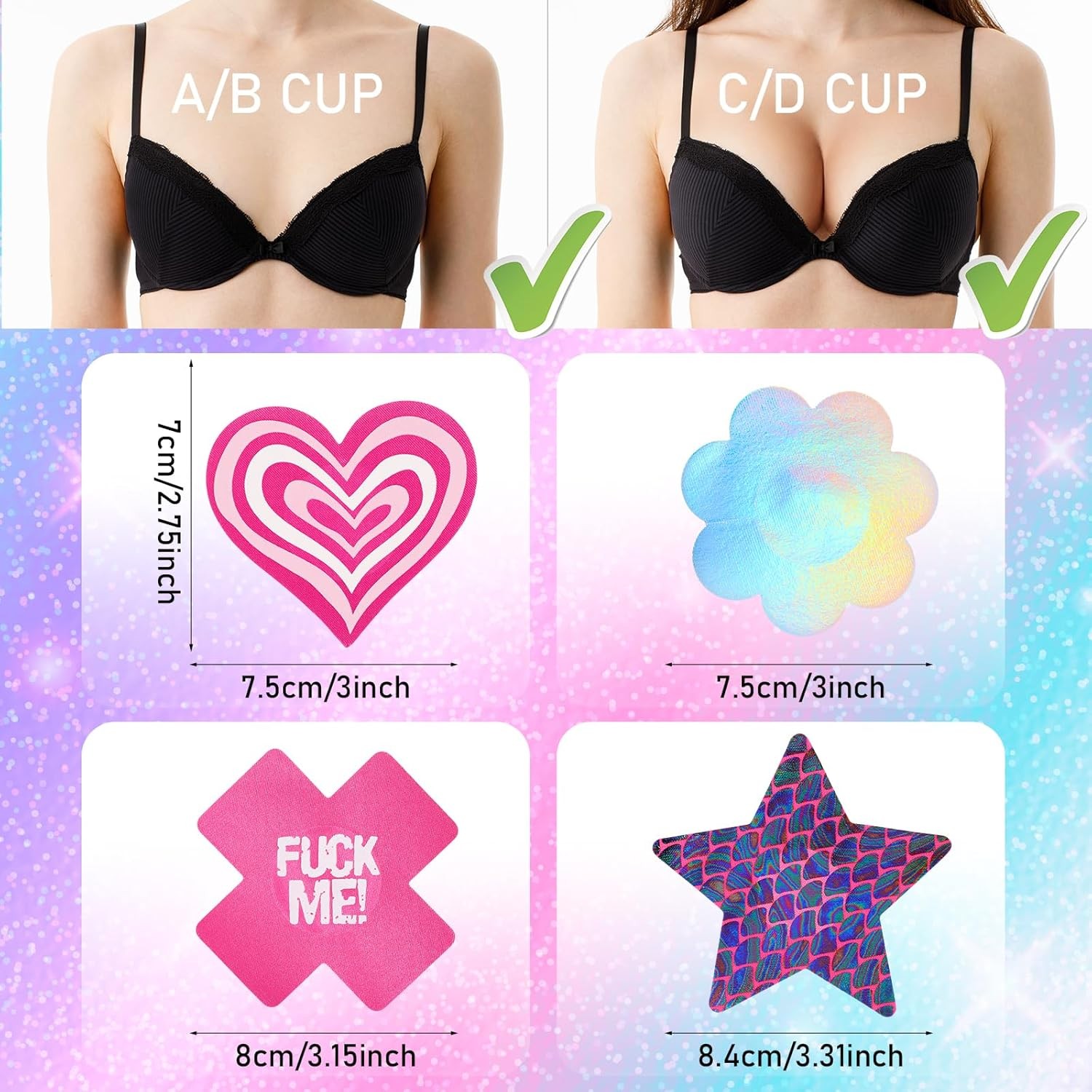 Grevosea Pasties Nipple Covers, Disposable Lingerie Colorful 