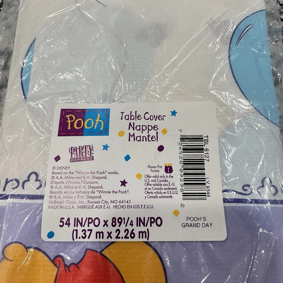 "Cubierta de mesa vintage Disney Pooh's Grand Day fiesta de cumpleaños grande 54""x89""" Foto 2 de 4