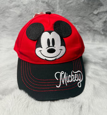 Mickey Mouse Hat Cap Red Black Youth Walt Disney World Strap Back