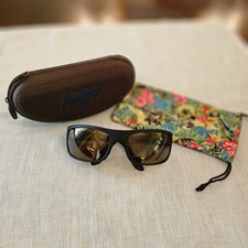 Maui Jim Peahi Wrap Sunglasses - HCL Polarized Glass Lenses, Black Matte Frames